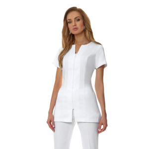 White bi-stretch schort met ritssluiting wit voorkant (White bi-stretch schort met ritssluiting wit voorkant)